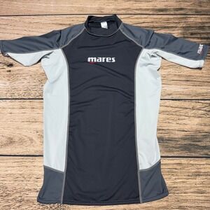 Mares Rash Guard Men XL Grey White Short Sleeve Swim Surf Performance Shirt